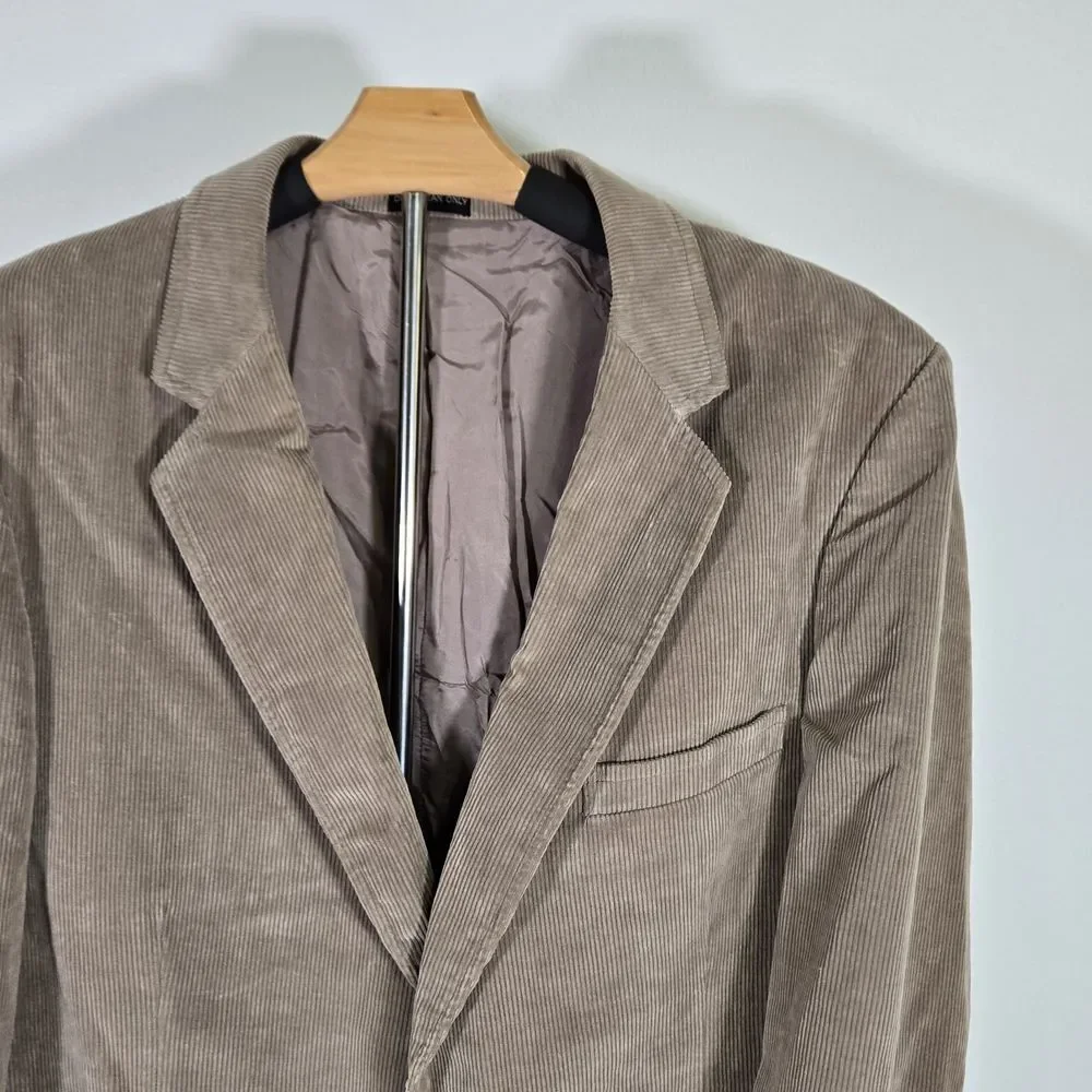Vintage Jordache Mens‎ 46R Corduroy Sport Coat Blazer Brown Jacket